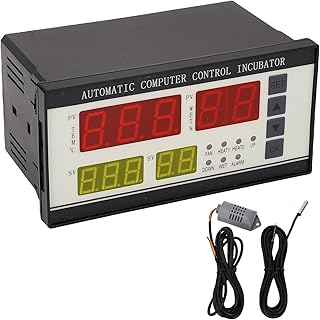Fafeicy Automatischer Inkubator mit Computersteuerung, Thermostatsystem Zur Eierinkubationssteuerung mit Digitalanzeige für Temperatur- und Feuchtigkeitssensor, Bereich 0–99 ℃