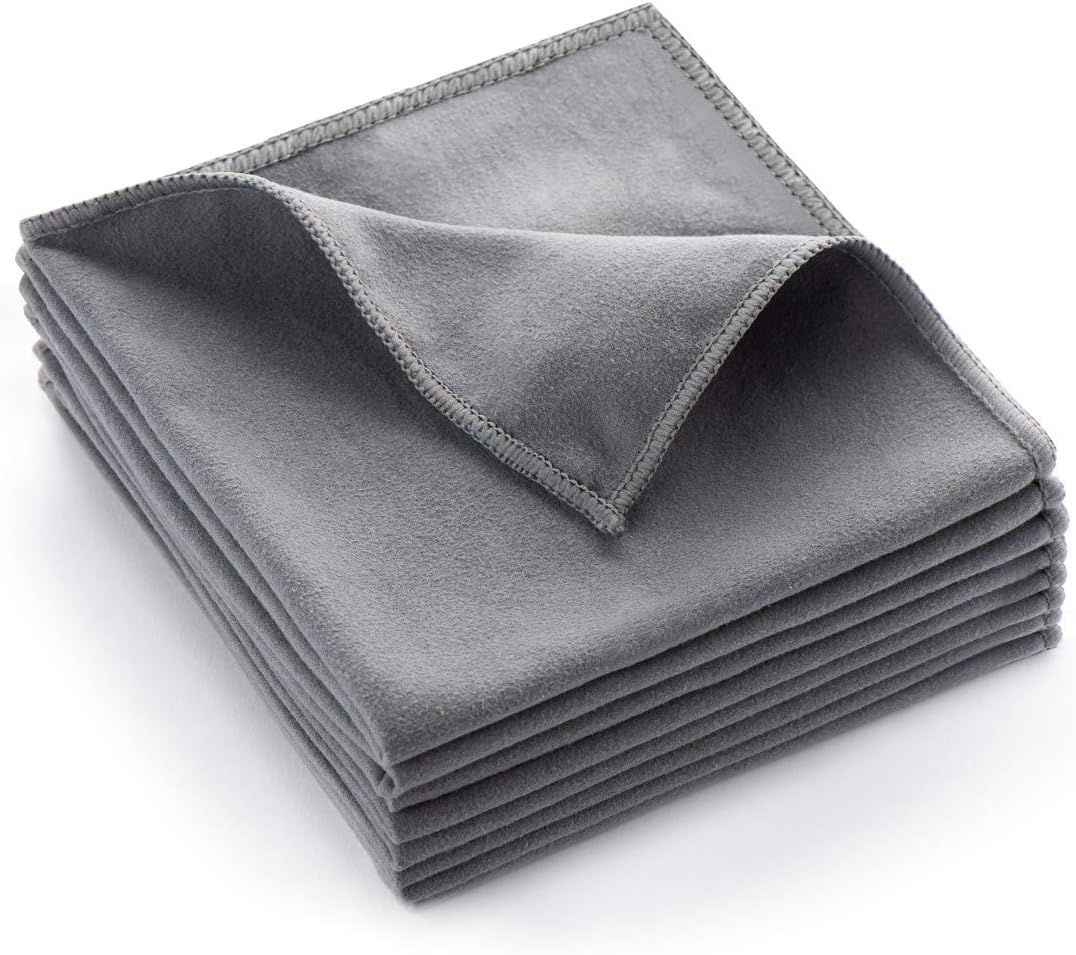 8 Pack Microfiber Screen Cleaning Cloth,12" x 12" Premium Double-Sided Suede Microfiber Cloths for Glasses,Lenses,Computer,Phone,TV,Electronic Device Screens Wipes Cloth(Grey)