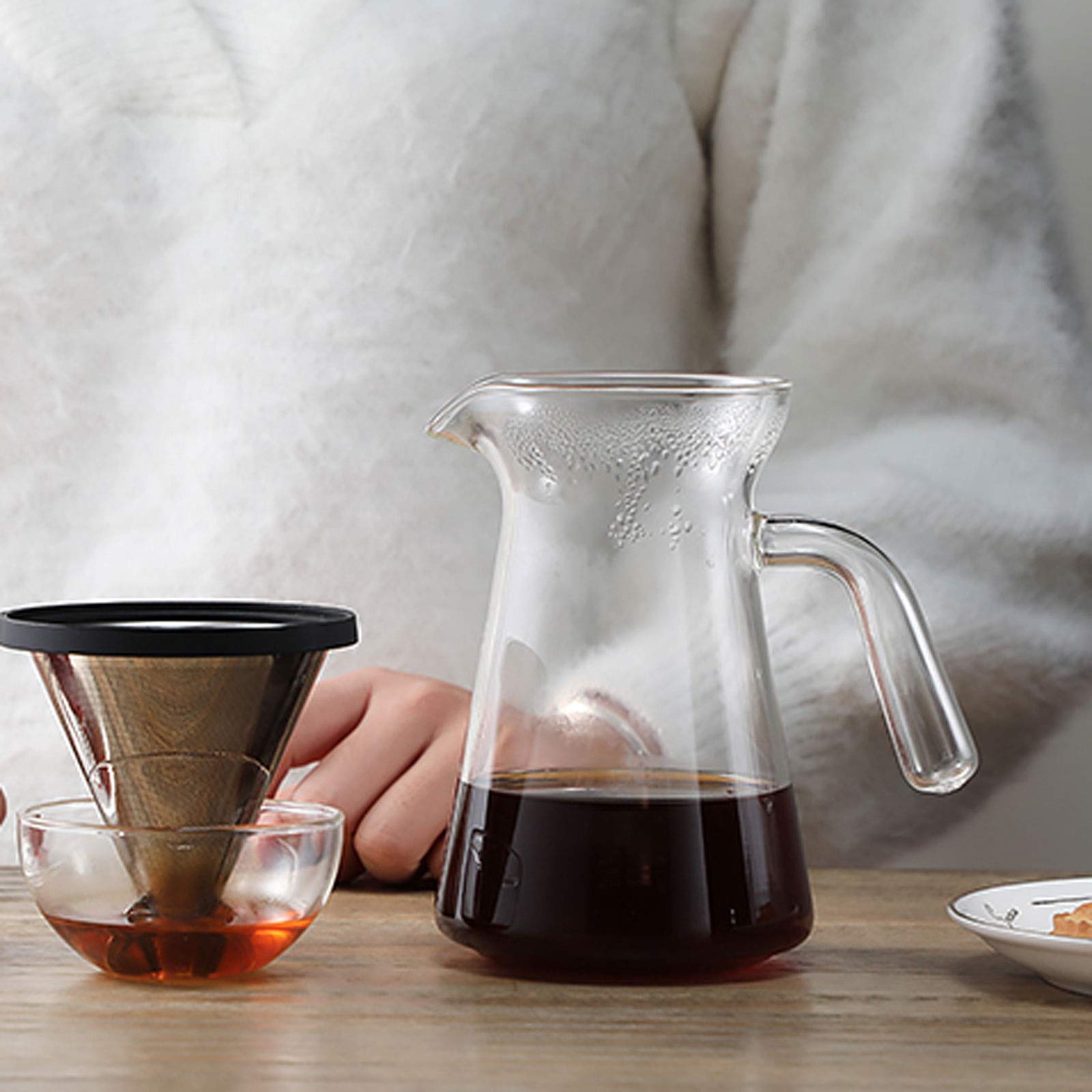 Dzbanek do kawy ręcznie używany zestaw garnków do kawy, filiżanka filtrująca, garnek do kawy, dzbanek ze stali nierdzewnej, 360 ml, zaparzacz do kawy (kolor: biały)