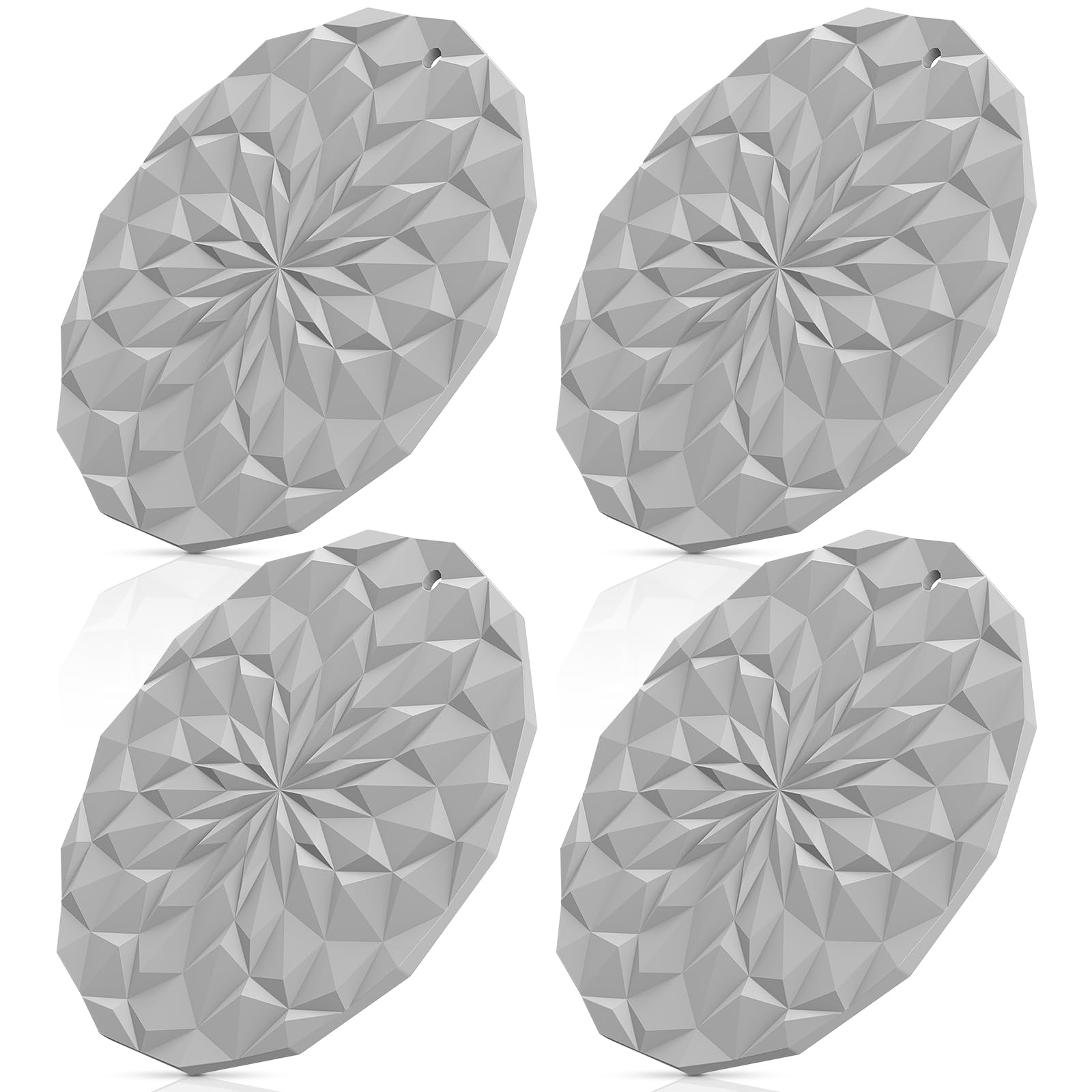 STLIAN Silicone Trivet Mats - 4 Pack Pot Holders - 18.8cm Thickened Hot Pads for Hot pots, Pans and Dishes, Heat Resistant Silicone Trivet for Table and Counter Top Light Grey