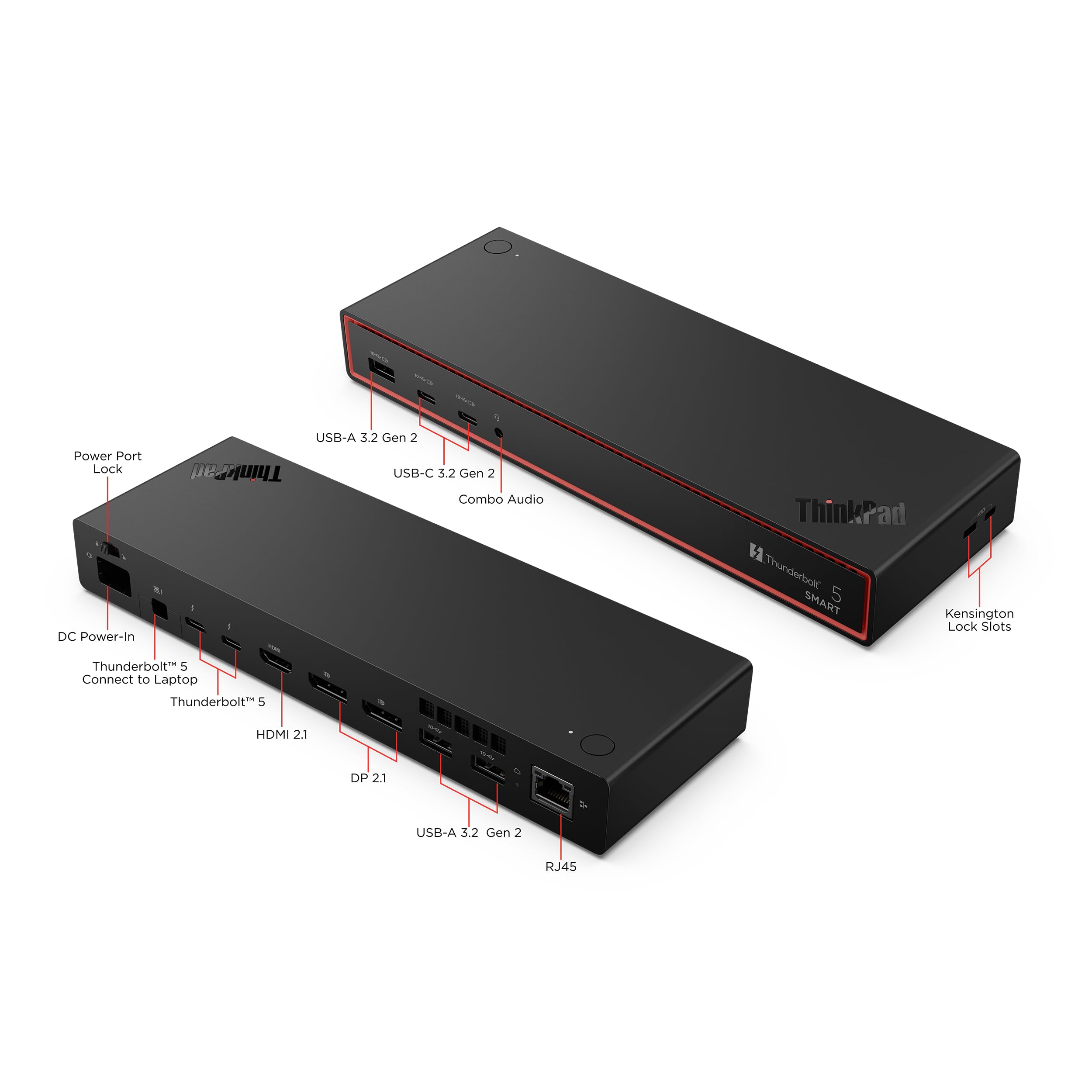 Lenovo ThinkPad Thunderbolt 5 Smart Dock 7500 EU, docking station con 2xDP 2.1 HDMI 2.1 2.5GbE, porte USB-A/USB-C, PD 3.1 fino a 180W
