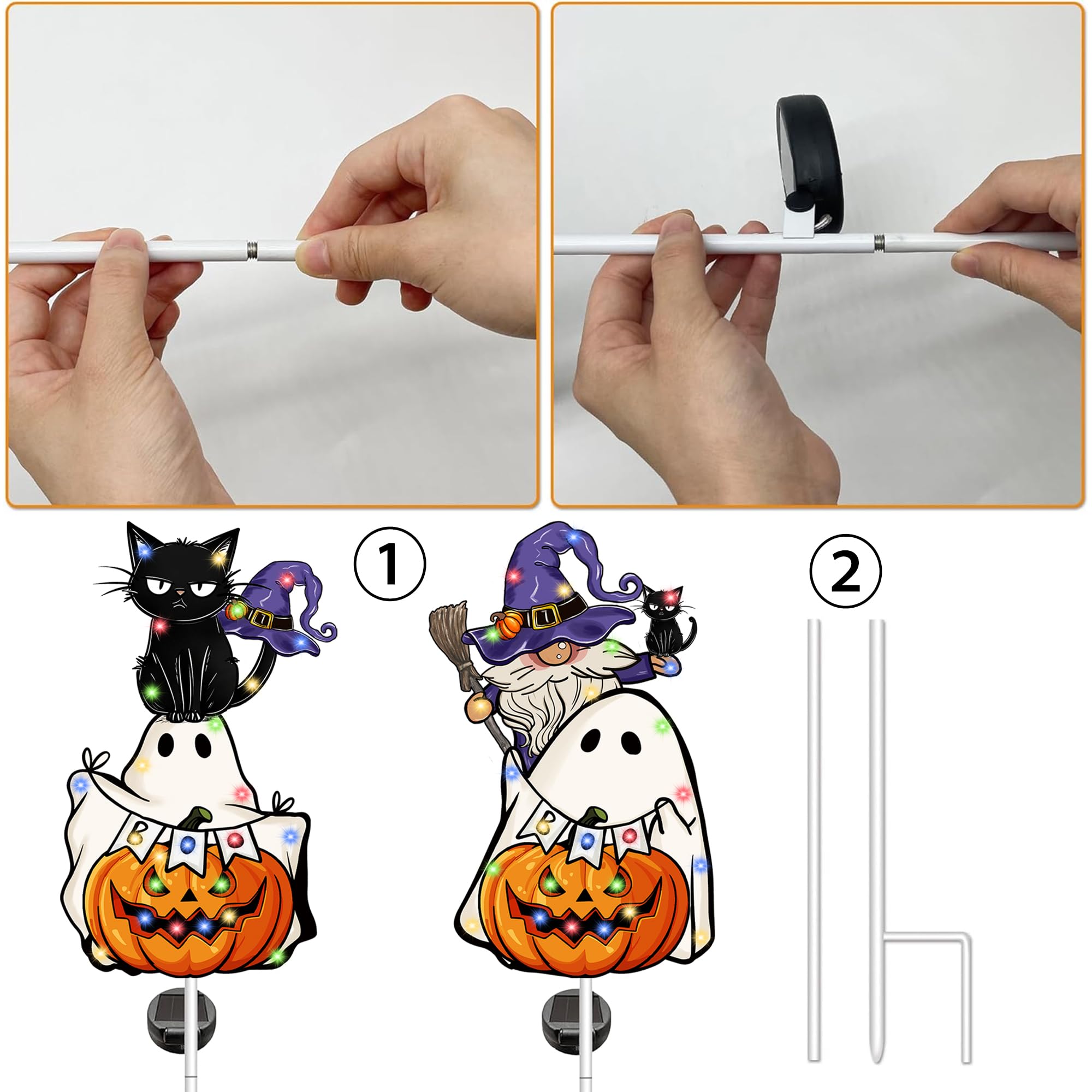 Snapklik.com : Halloween Solar Pumpkin Black Cat Ghost Garden Stake ...