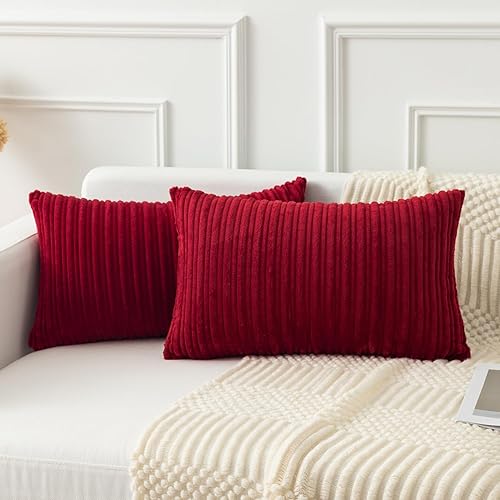 Miniatura 1 de Kevin Textile - Juego de 2 fundas de almohada de pana de terciopelo a rayas