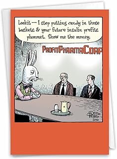 NobleWorks - Easter Greeting Card with Envelope (4.63 x 6.75 Inch) - Blackmail Bunny C3548EAG