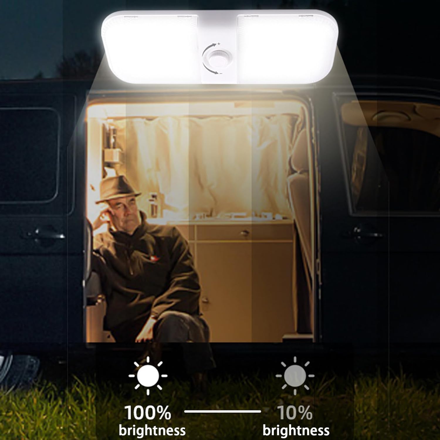 12V 24V RV LED Ceiling Light, 3 Color Temp Lamp with Stepless Dimming, Square Reading Light Super Bright 120 LEDs Dome Light Fixture for Camper Trailer Car Yacht Boat Indoor Lighting