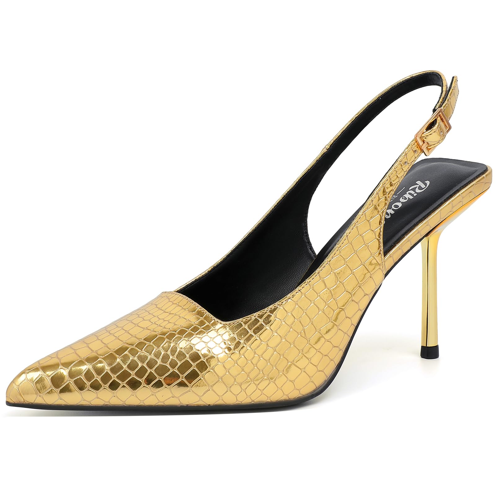 RIBONGZ Sexy Slingback Pumps Elegant Dressy Heels for Women Closed Toe Pointy High Heels Wedding Bride Prom Party Evening Shoes