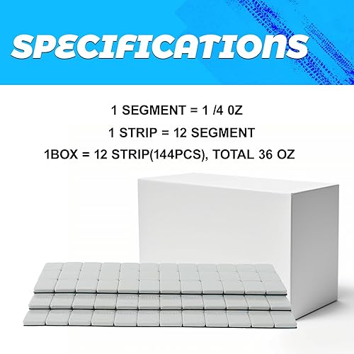 Miniatura 4 de EASYBERG Pesos de rueda de 14 onzas, parte trasera adhesiva fácil de despegar, peso de la rueda de neumáticos 36 onzascaja, 144 piezas, para
