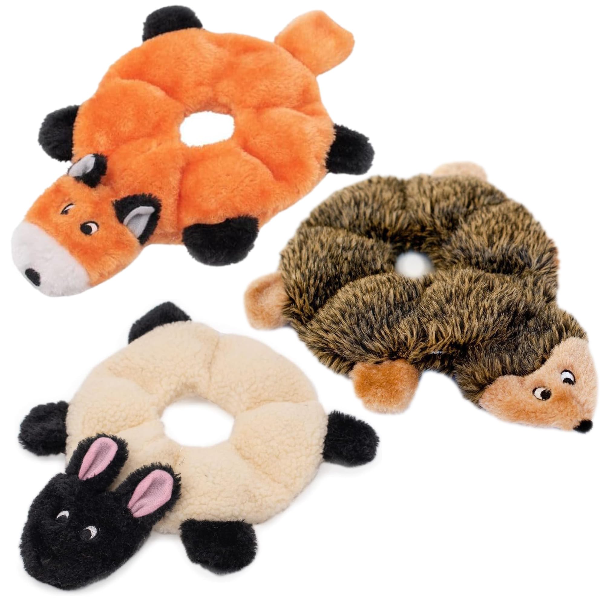 ZippyPaws Loopy Hundespielzeug ohne Füllung, für kleine, mittelgroße und große Hunde, quietschendes Haustierspielzeug für Langeweile, ungefülltes Kauspielzeug, Plüsch-Welpenprodukte, Schafe, Igel und