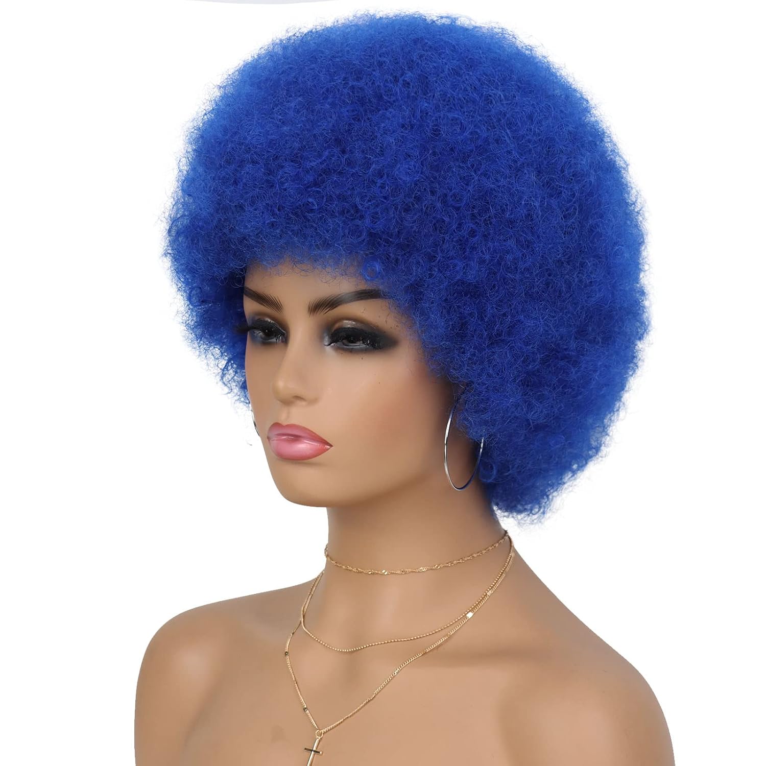 G&T Wig Blue Afro Puff Curly Wigs for Black Women, 70s Costume Cosplay Party Fun Wigs Short Fluffy Heat Resistant Colorful Wig (Dark Blue)