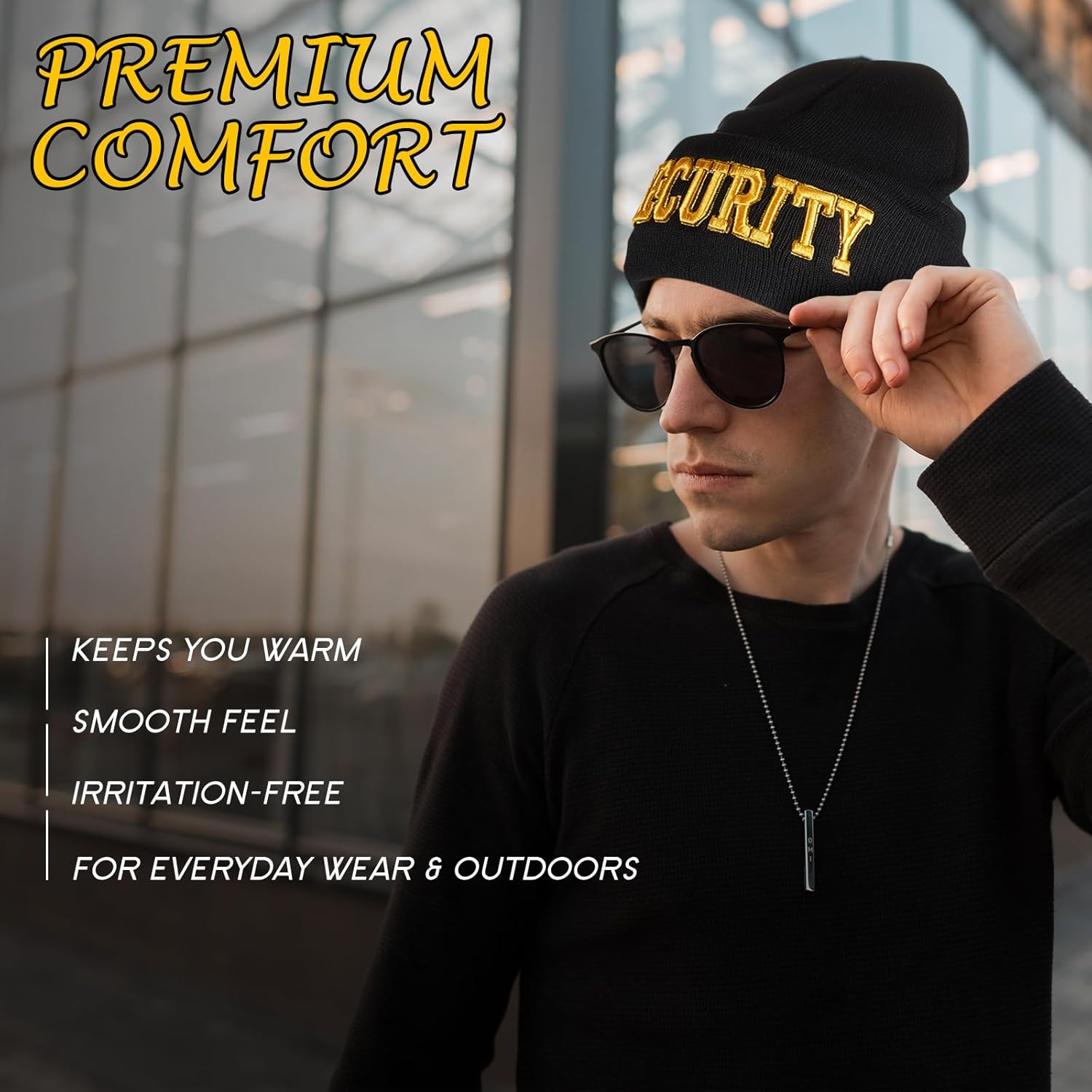 Panitay Cuffed Beanie Knitted Beanie Hat Embroidered Hat Black Winter Skull Cap for Men Women(Black, Yellow,12 Pcs) - Image 4