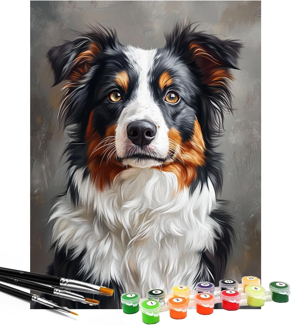 Australian Shepherd Paint by Numbers Adults 12x16 Inch Paint by Numbers Kit for Beginners,Number Kits on Canvas Without Framed for Gifts Home Wall Decor 10595