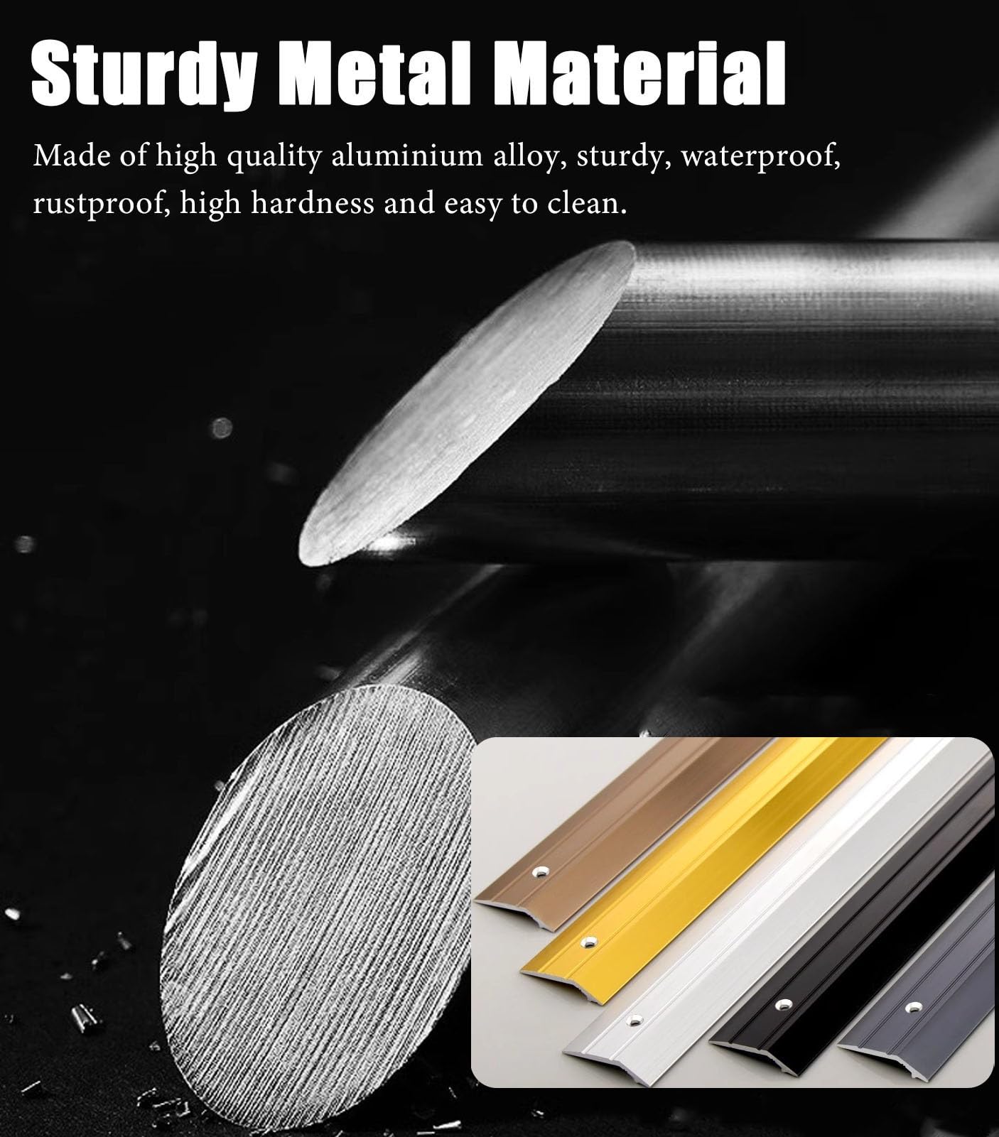 Listón de umbral de aluminio de 1 pulgada de ancho for piso - Borde de transición duradero for alfombras y pisos con orificios preformados(Gray,120cm)