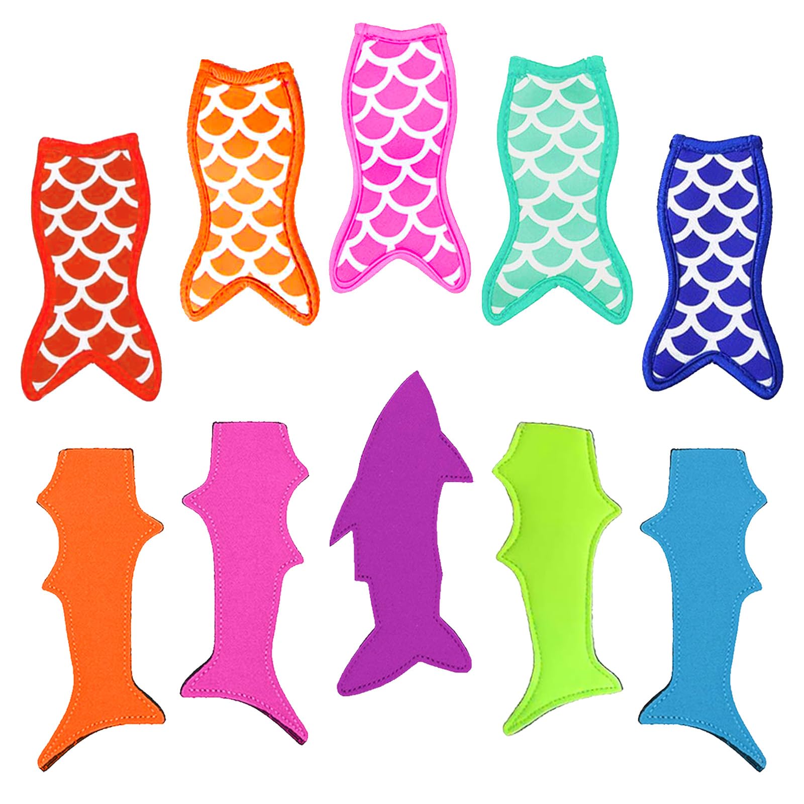10 Pieces Popsicle Holder Popsicle Bags Mermaid and Shark Ice Pop Sleeves Freezer Reusable Popsicle Sleeves.