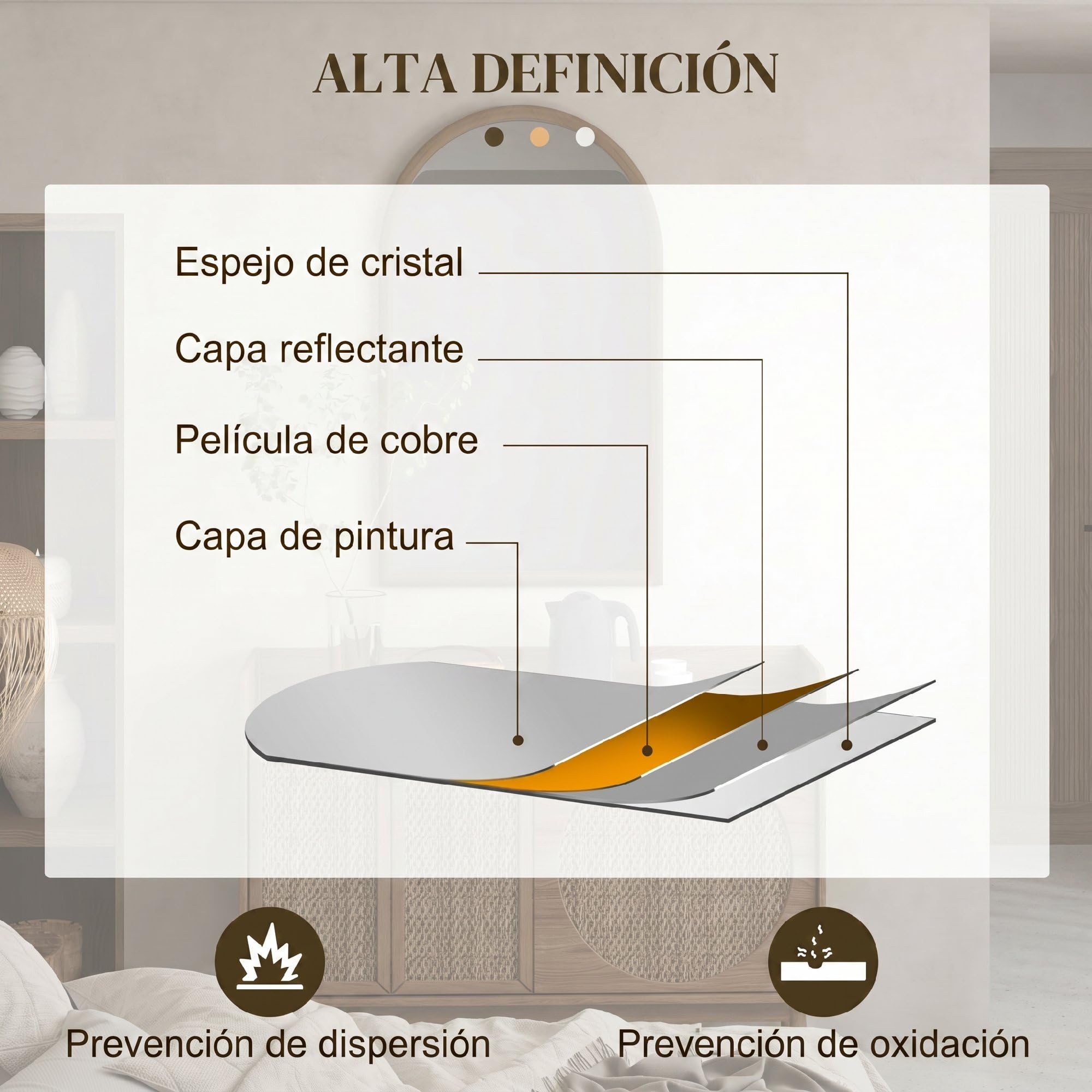 HOMCOM Espejo de Pared 65x110 cm Espejo de Recibidor Marrón Oscuro | con Marco de Madera en Forma de Ventana, Decoración para Salón Dormitorio Entrada