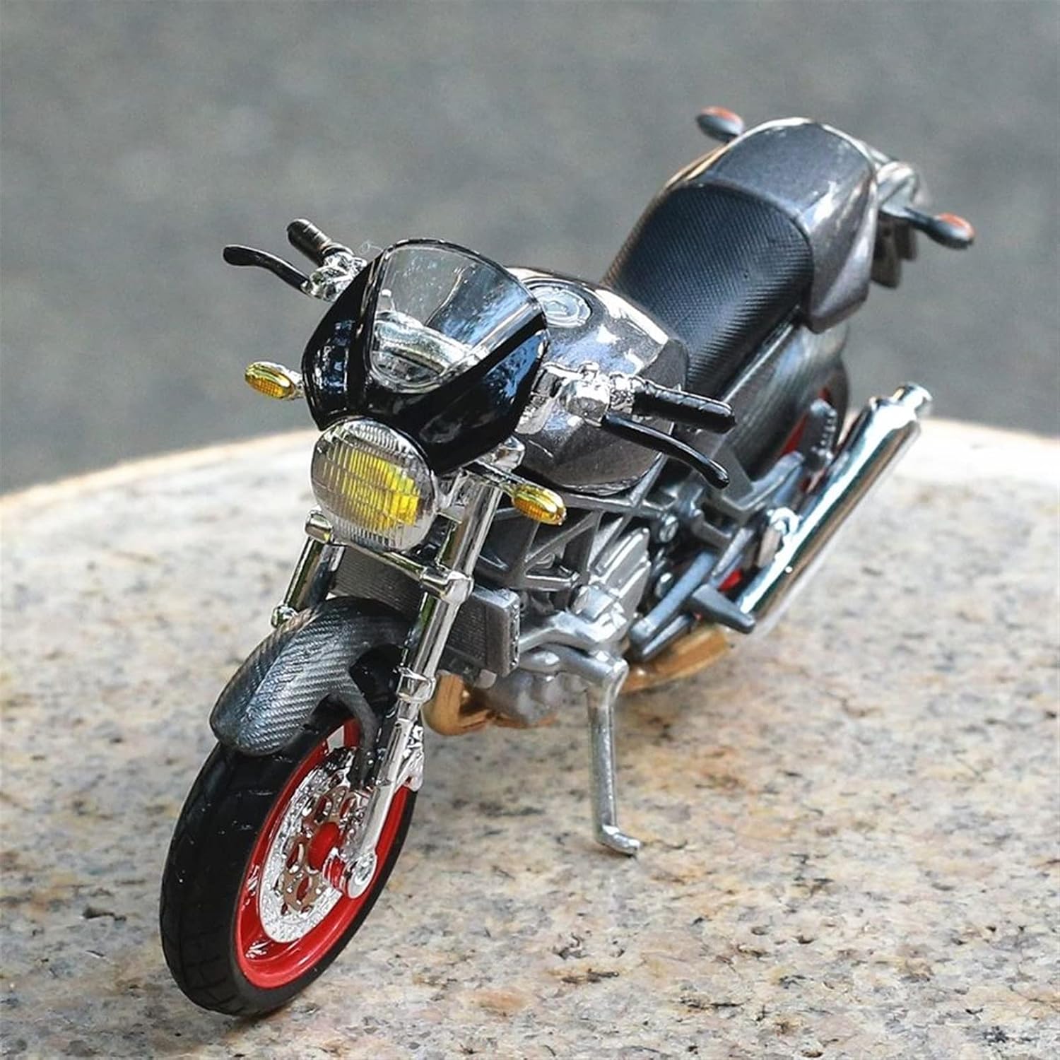 HTASFCI Motorcycle Model for Ducati Monster S4, 1199 Panigale, 1:18 Alloy Simulation Car Metal Die-Casting Motorbike Miniature Vehicle Miniature Sculpture Gift Cake Decoration Grey(Monster 1200S)
