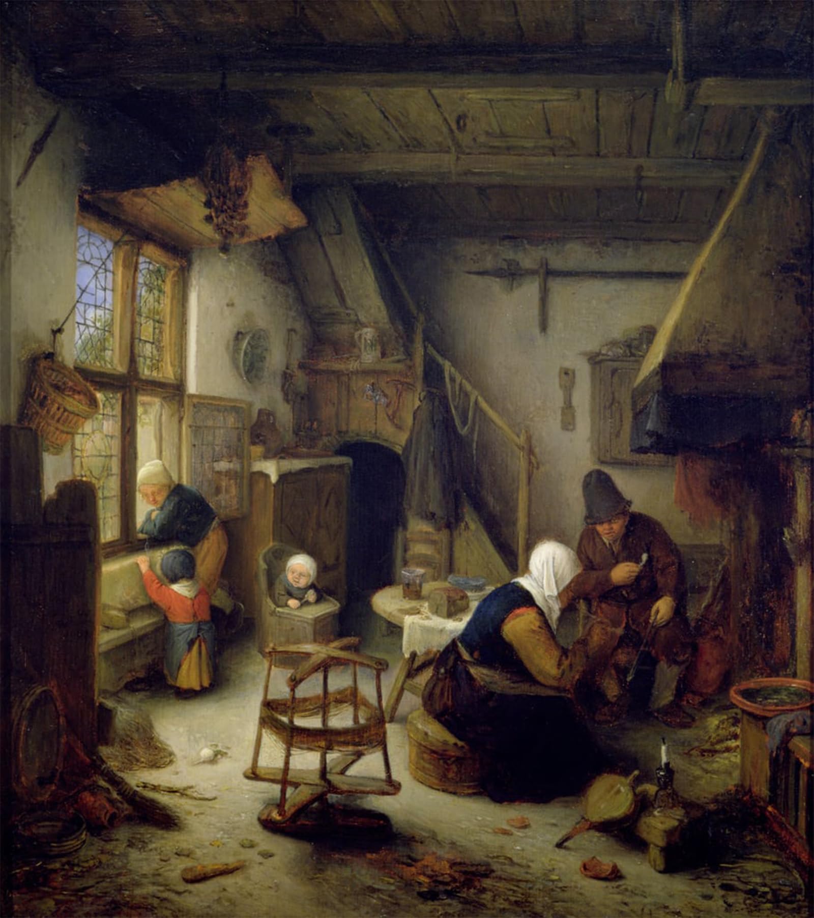 SERENDIPITP Retro Picture Poster Wall Art Pictures Painting a Peasant Family At Home by Adriaen Jansz Van Ostade Wall Art Canvas Print for Wall Decor 60x90cm