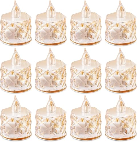 Paquete de 12 velas de té LED sin llama, para decoración de Halloween, Navidad, hogar/boda, regalos de días festivos y luces decorativas