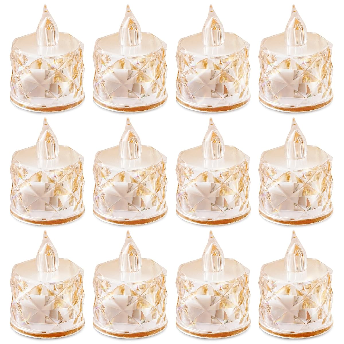 AYMXZT flameless Crystal Candle, flameless Diamond-Shape Candle, 12 Packs of