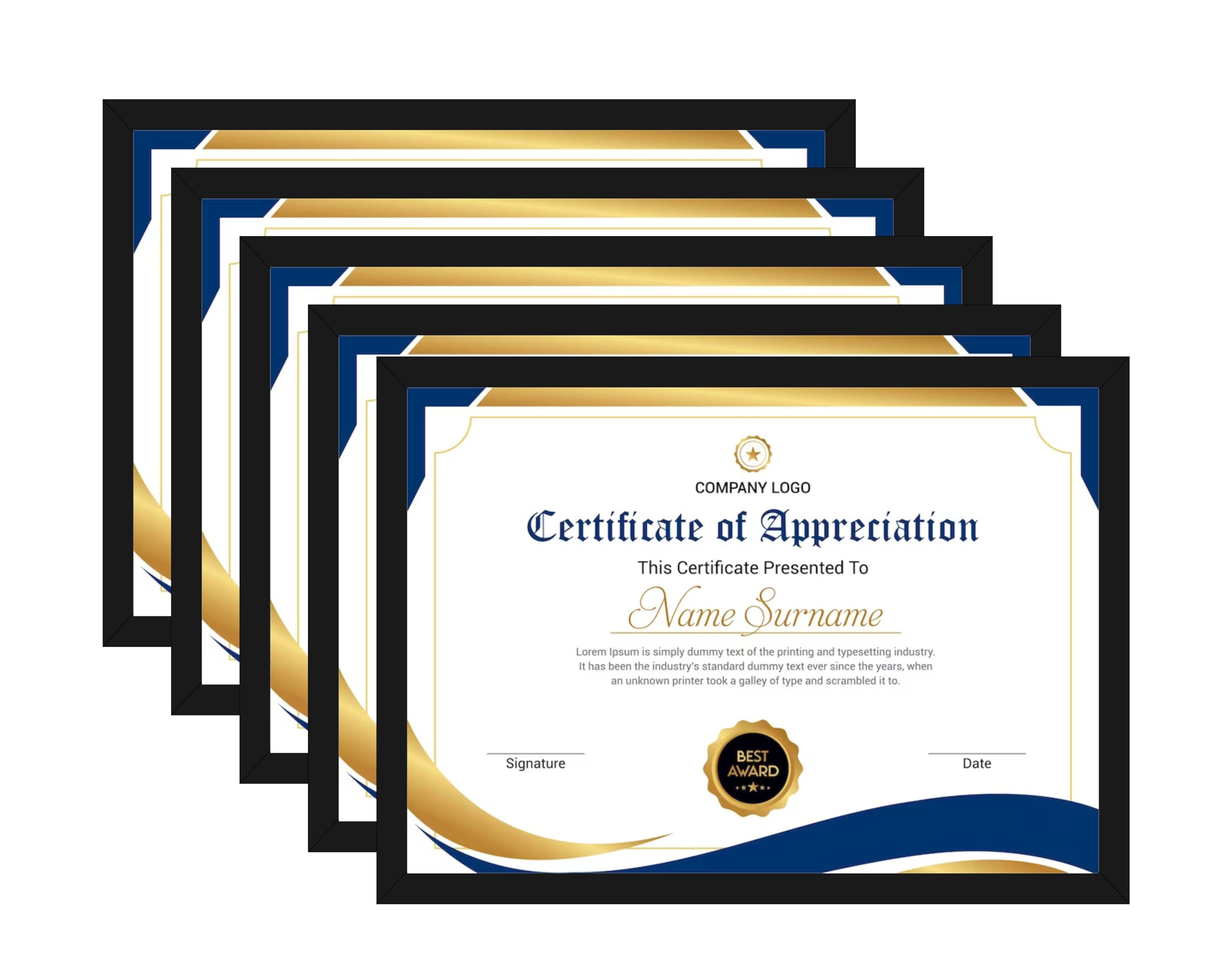 HK PRINTS Photo Frame for Home Office School Decoration Set of 5 A4 Frames Combo for Wall Hanging (8x12 Inch, Synthetic Wood, Plexiglass) F-5