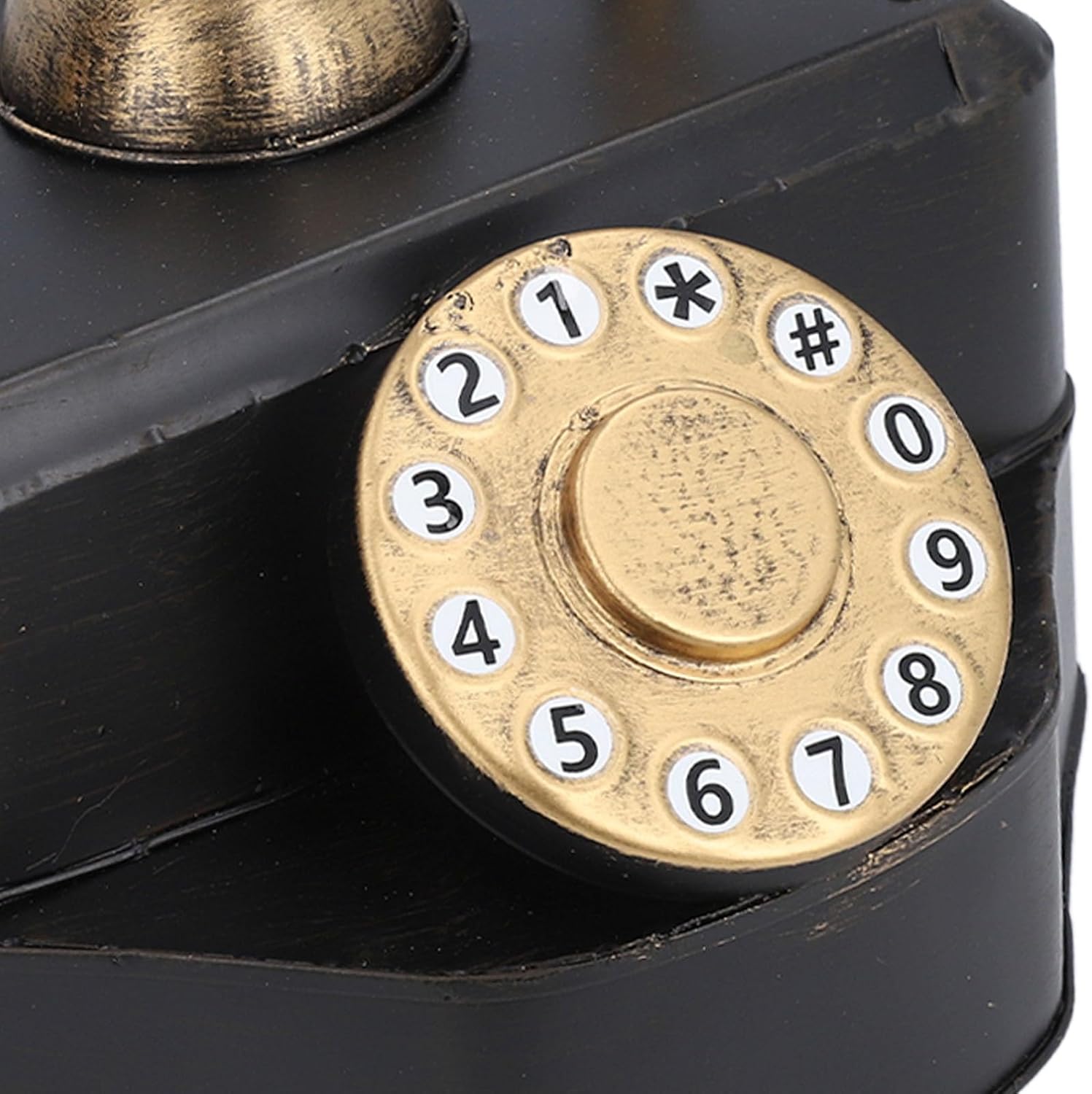 Antique Phone Model Iron Retro Vintage Corded Rotating Dial Telephone, Non - Functional Decorative Tabletop Ornament for Home Cafe Bar Hotel Decor