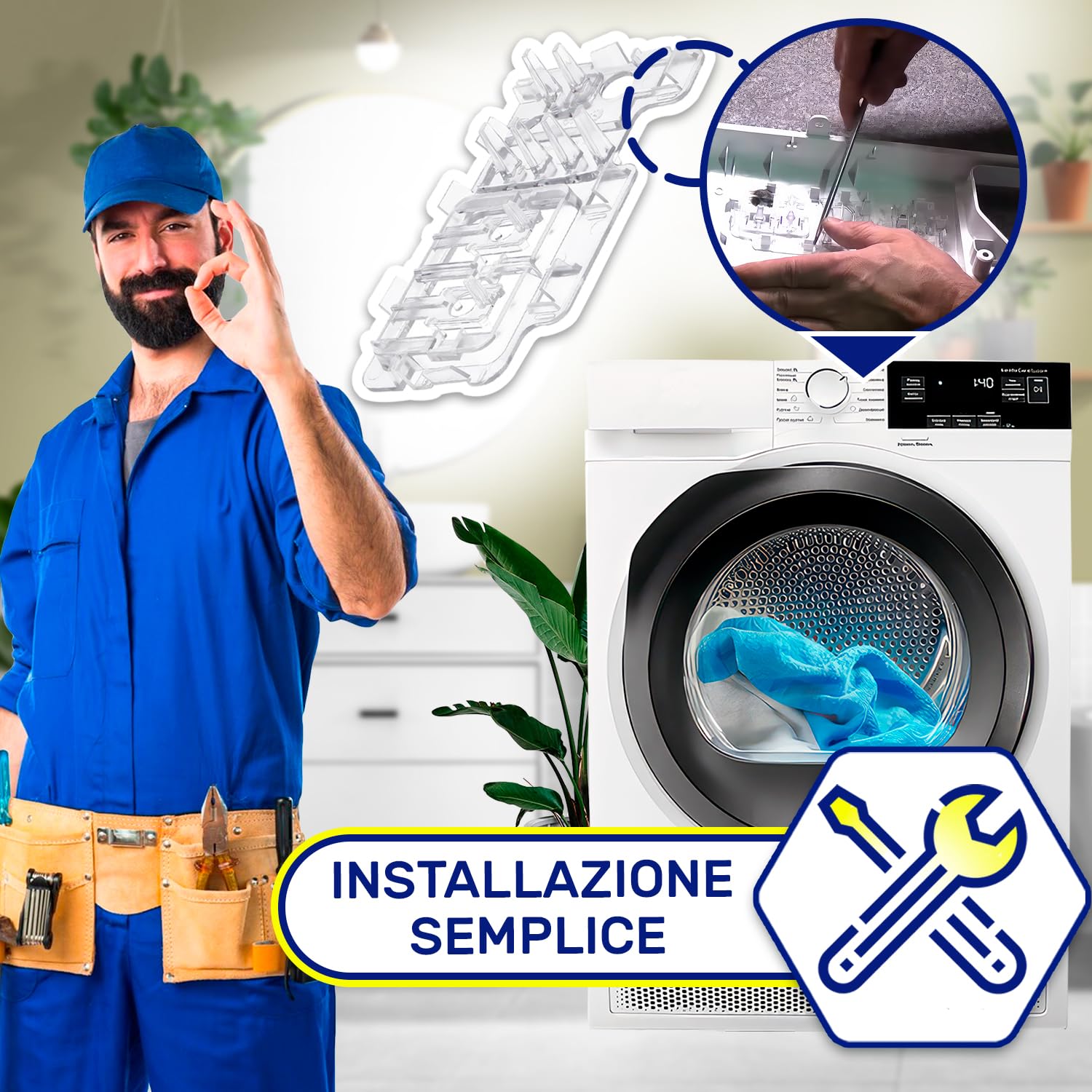 MONTERAL Supporto Pulsanti Asciugatrice Beko Ricambio Originale 2963670200 - Garanzia 10 Anni, Compatibile Con Vari Modelli - 2