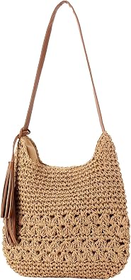 Beach Bags for Women,Summer Woven Beach Tote Straw Bag,Large Handmade Shoulder Handbags for Summer Holiday