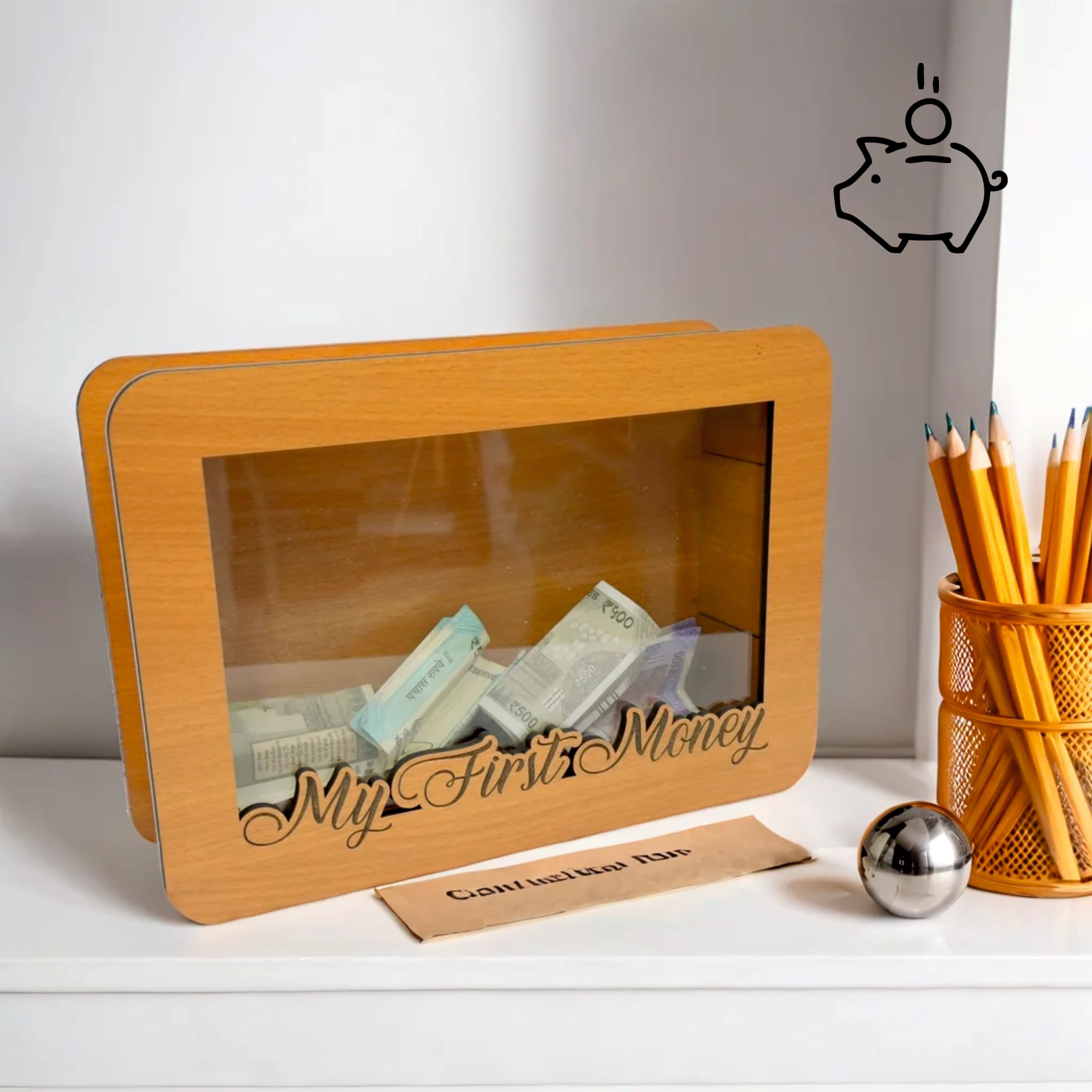 Kustomize 3D Laser Cut Wooden Piggy Bank -Pine MDF - My First Money Transparent Display for Kids & Adults. (B0D6RNH5NQ) Amazon Price History, Amazon Price Tracker