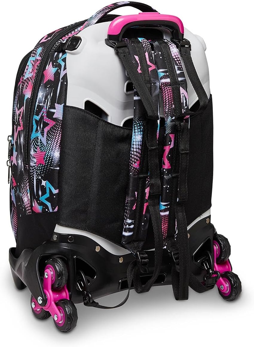 Trolley Scuola Seven JACK 3 Ruote LIQUID PAINT, Nero Zaino Uso 3in1 Tasca Frontale Maxi