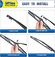 Vista 2 de Limpiaparabrisas trasero de 12" de repuesto para Ford Focus Fiesta 2018 2017 2016 2015 2014 2013 2012, Limpiaparabrisas traseros premium para todo