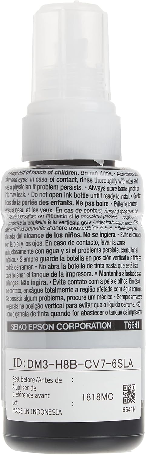Epson 664 EcoTank Ink Ultra-high Capacity Bottle Black (T664120-S) Works with EcoTank ET-2500, ET-2550, ET-4500, ET-4550, ET-2600, ET-2650, ET-3600, ET-16500 (Pack of 5)
