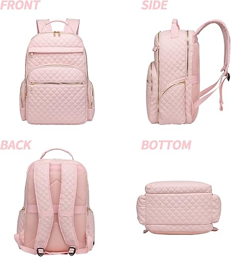 Miniatura 6 de seyfocnia Mochila de viaje para laptop, mochilas para computadora portátil para hombres y mujeres, A02 Rosa, Casual