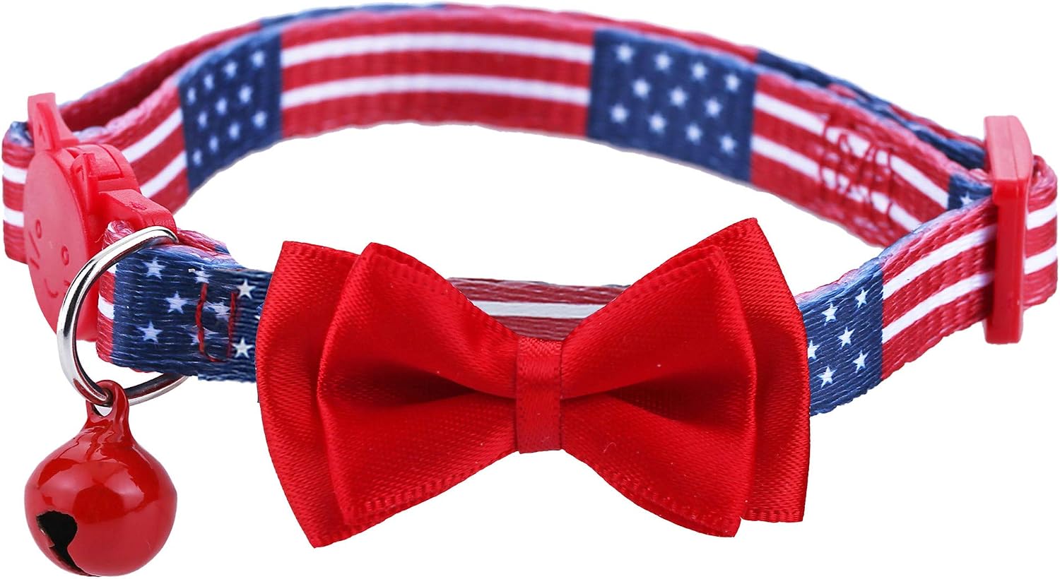 BoomBone American Flag Cat Collar Bowtie Breakaway with Bell