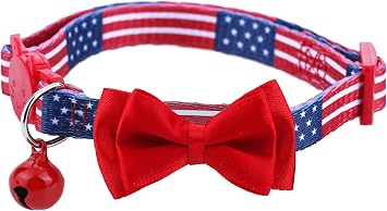 BoomBone American Flag Cat Collar Bowtie Breakaway with Bell
