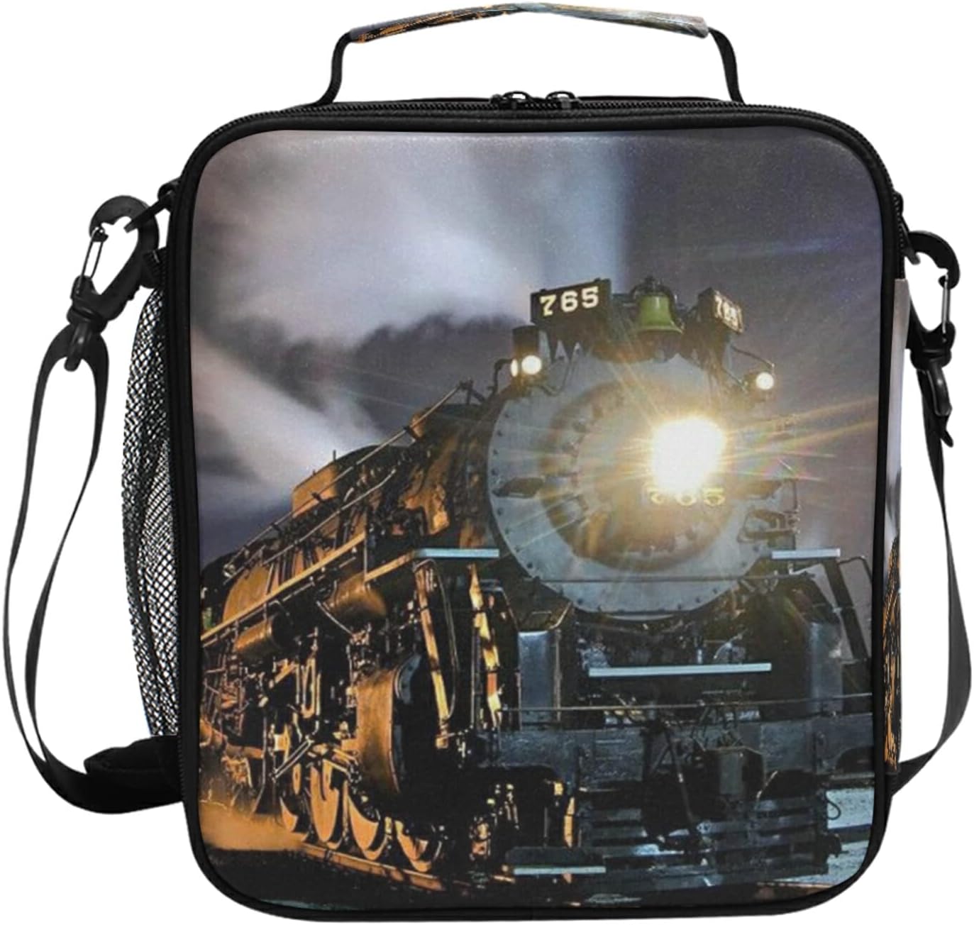 AUUXVA Vintage Locomotive Kids Lunch Bag, 10.5 x 3.5 x 9.5 in, Polyester