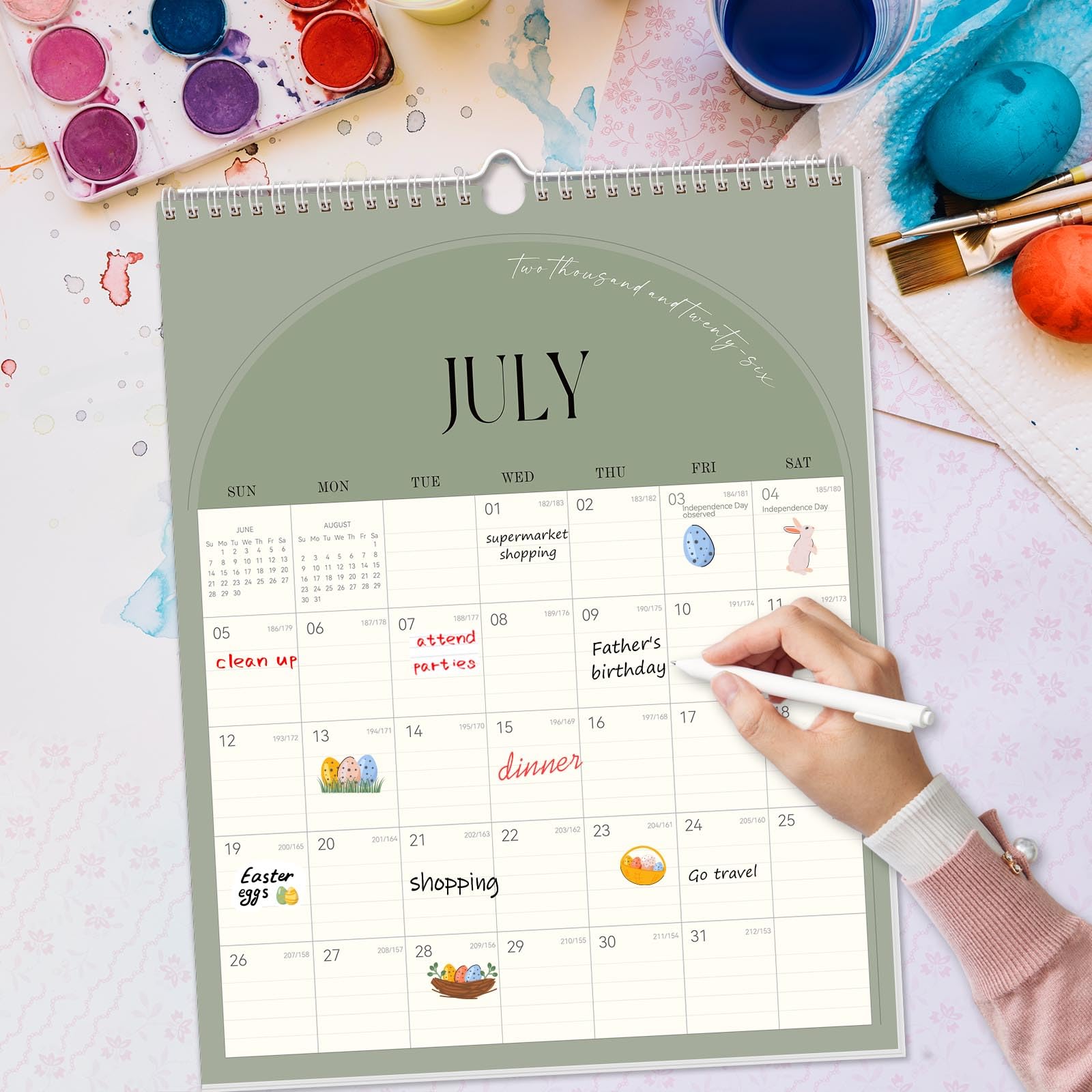 Condition photo showing New/Like New for Guasslee Wall Calendar 2026-2027, Vertical Wall Calendar 2026, Jan. 2026-Jun. 2027, 18-Month Paper Calendar Spiral Bound, Monthly Planner Wall for Office School Home Easy Organizing, 14" X 11"