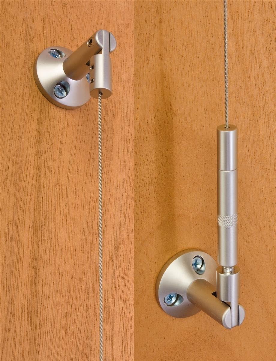 Set of 2 - Adjustable Angled Cable Mount, Aluminum Construction, Silver Satin Finish