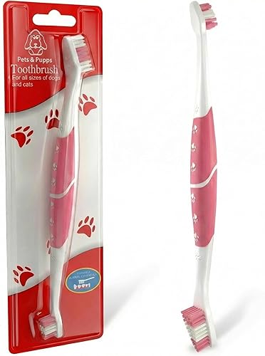 Cepillo de dientes para mascotas para perros, gatos con cerdas suaves, fácil limpieza de dientes y cuidado dental, cepillo de dientes antideslizante