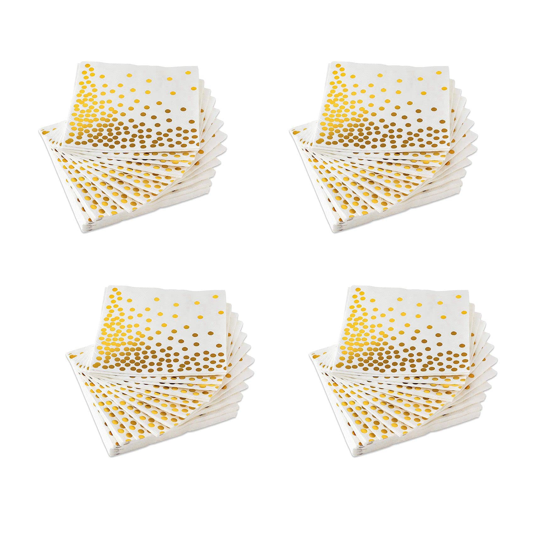 Serviettes de cocktail dorées en papier haut de gamme à pois