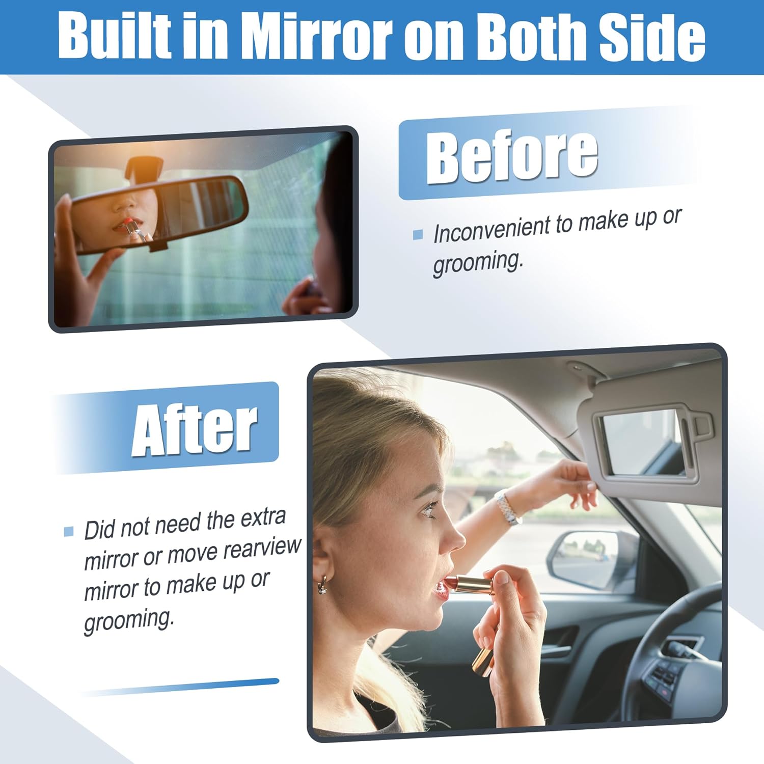 uxcell Pair Sun Visor Replacement for Chevrolet Sonic 2012-2016 Left Driver Right Passenger Sides W/Mirror Sunvisor No.95327509/95327507 Without Sunroof and Light Gray