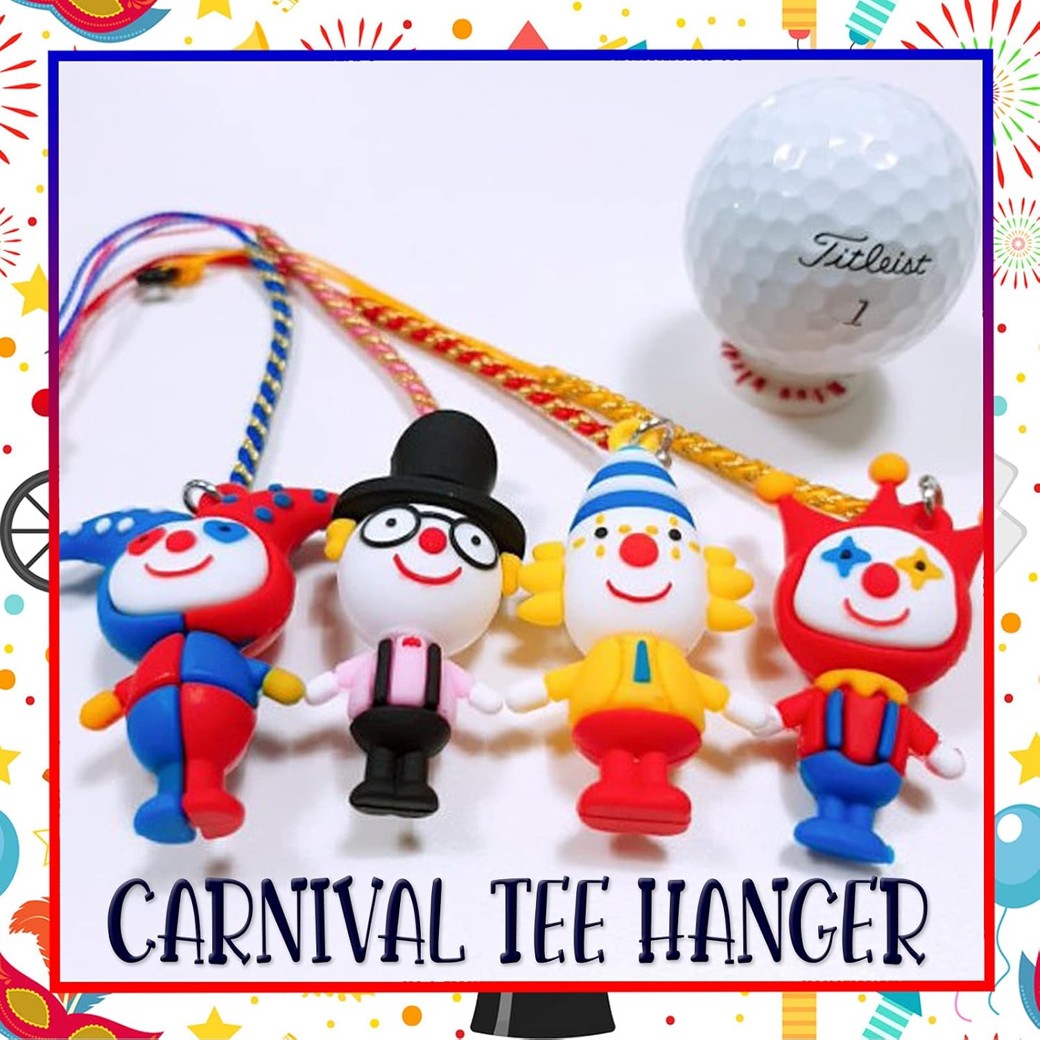 review U1-Golf Tee Carnival Pierrot Golf Tee Hangers 4 Types - Buddy Butterfly Golf Accessories Caddy Supplies Tee Holder Putter Keeper Ball Marker Golf Gift Set