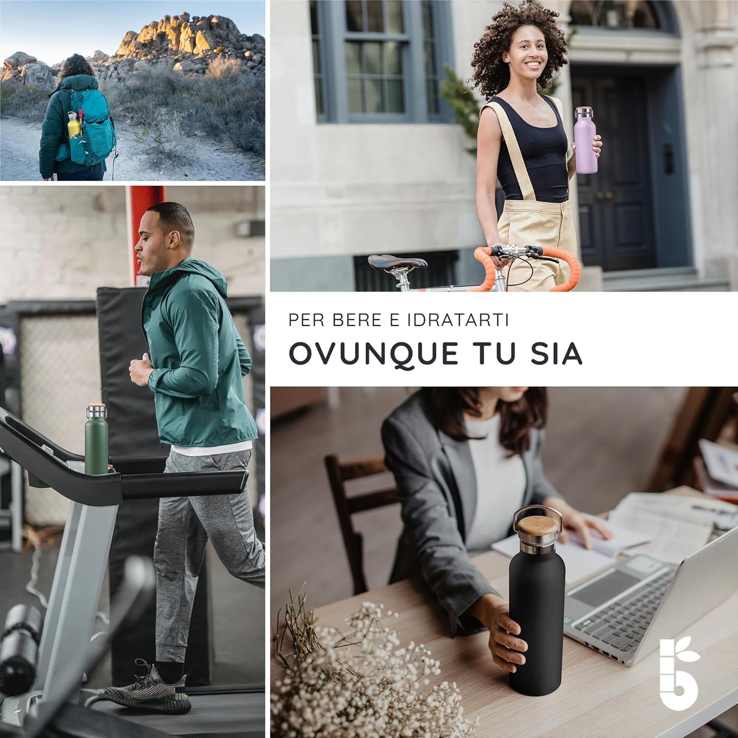 Bambaw Borraccia Termica 1 Litro, Borraccia Viola, Borraccia Acciaio Inox, Borraccia Palestra, Thermos 1 Litro, Borraccia Sport, Borraccia Trekking – Lilla Lavanda