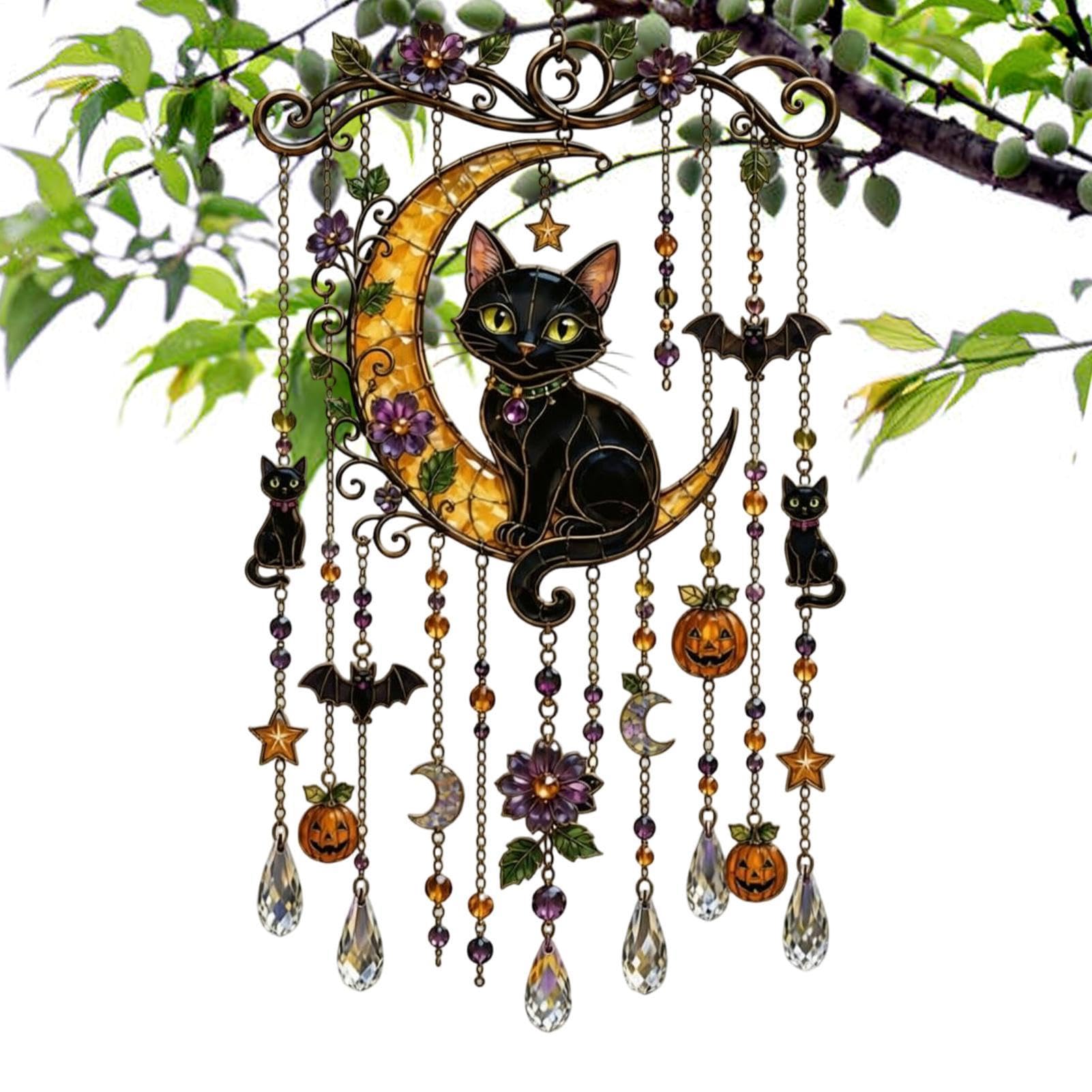 Campanillas de viento de gato acrílicas: atrapasol ornamental para decorar balcones y árboles