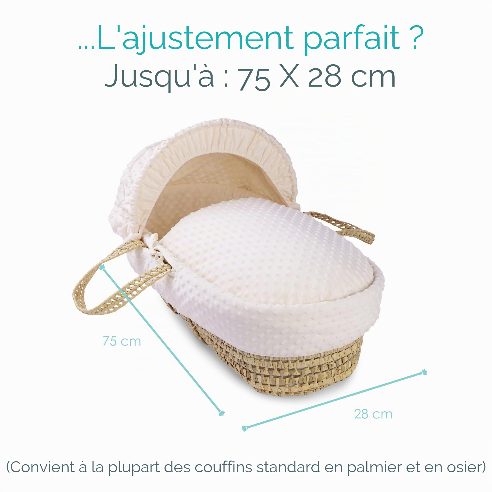 Clair de Lune Dimple Ensemble de literie pour couffin (Panier Non Inclus) – Crème