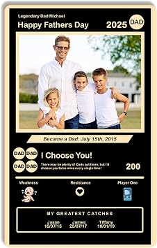 Custom Best Dad Card for Father, Daddy and Me Customized Greeting Card, Unique Gaming Style Custom Gift for Fathers Day, Personalized Game-Inspired Father Birthday Gifts from Son Daughter