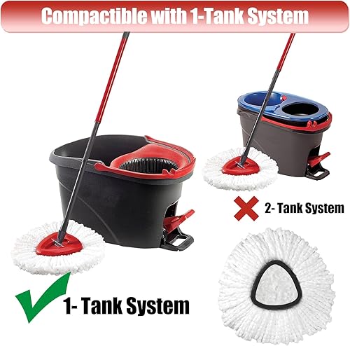 Miniatura 2 de Repuesto de cabezal de trapeador, 3 unidades de repuesto de fregona giratoria compatible con el sistema Ocedar Easywring de 1 tanque, gran potencia