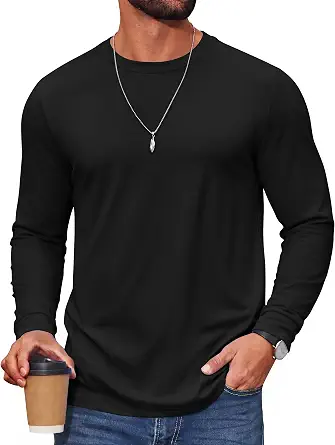 COOFANDY Men's Long Sleeve Cotton-Blend T-Shirt