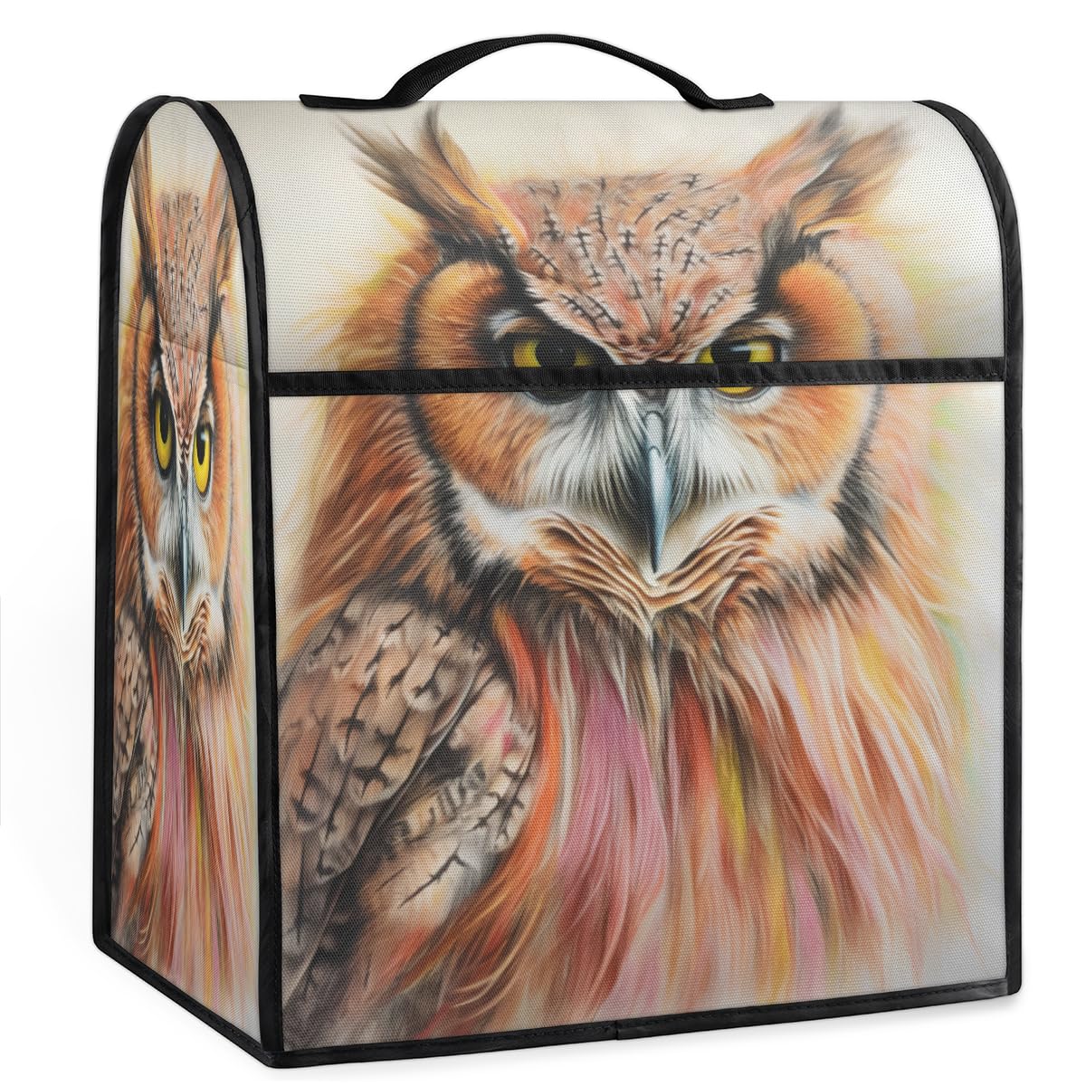 Coffee Maker Cover Owl Watercolor Kitchen Appliance Covers Small Appliance Covers Blender Cover Juicer Cover Dust Covers for Kitchen Appliances with Top Handle and Pockets,Washable,C704