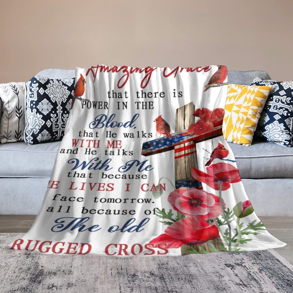 Couverture croix Cardinals plaid micro polaire chaud jeté de lit oiseaux