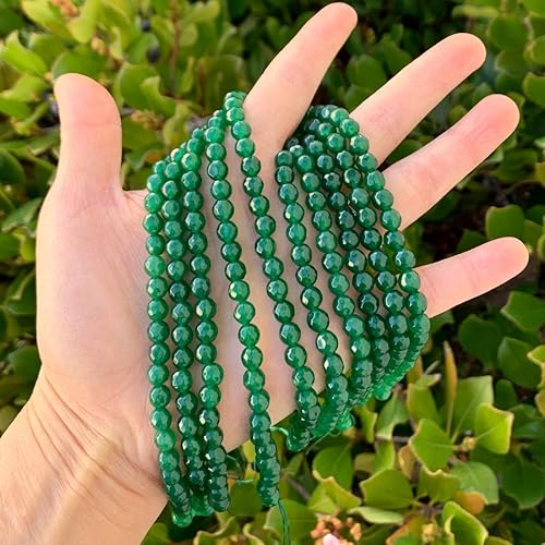 Miniatura 3 de Adabele - 2 hebras de piedras preciosas curativas de jade verde esmeralda natural de 0.24 pulgadas (0.24 pulgadas) facetadas redondas espaciadoras