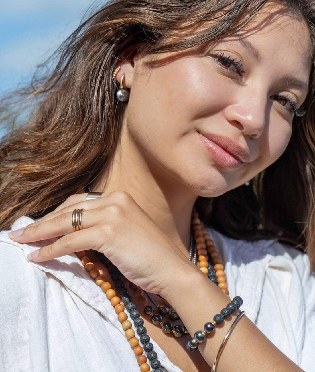 Aobei Pearl Handpicked Shell Pearl Drop Dangle Earrings for Women Dainty 18K Gold Plated Pearl Stud Earrings for Wedding Bridesmaids Gift - Image 2